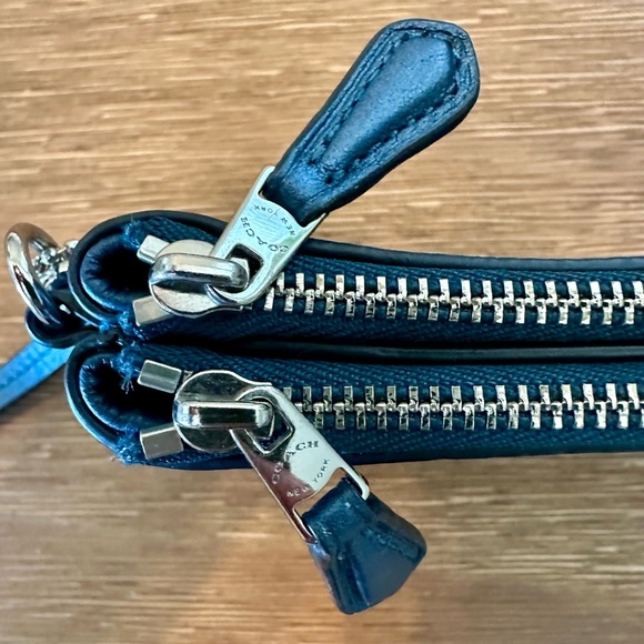 Coach Metallic Blue Leather Wristlet - Picture 2 of 10